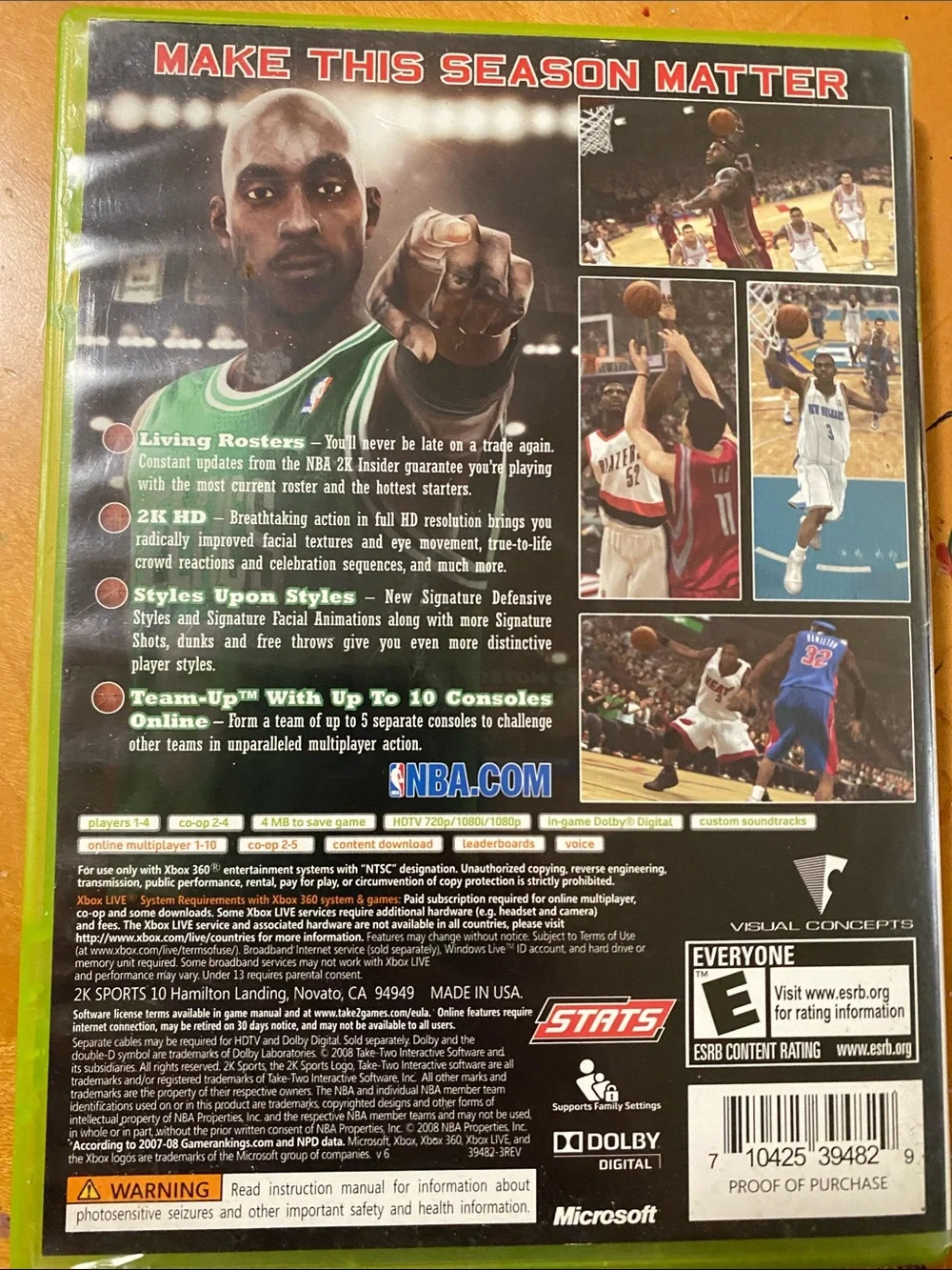 Microsoft Xbox 360 NBA 2K9 Game - Featuring NBA Champion Kevin Garnett